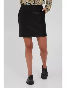 Мини-юбка ICHI Lederimitatrock, черный