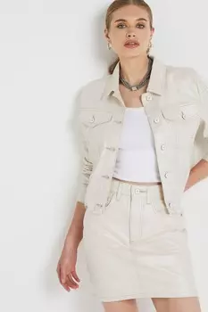 Мини юбка из 100% хлопкового денима с покрытием River Island, коричневый