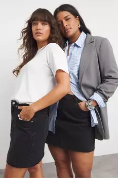 Мини юбка из 100% хлопкового денима Simply Be, черный