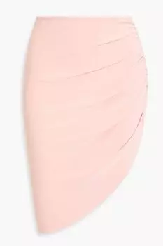 Мини-юбка из эластичного джерси асимметричного кроя со сборками NORMA KAMALI, румян