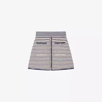 Мини-юбка из эластичного хлопка в полоску с пуговицами Maje, цвет tricolore