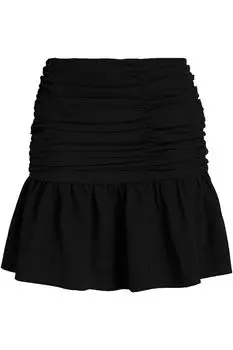 Мини-юбка из эластичного крепа со сборками GANNI, черный