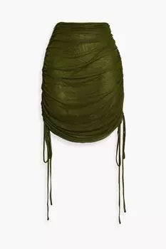 Мини-юбка из эластичного тюля со сборками LAPOINTE, зеленый