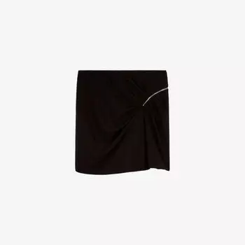 Мини-юбка из эластичной ткани с украшением на молнии The Kooples, черный