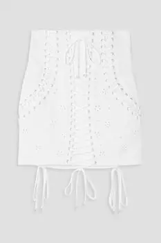 Мини-юбка из английской джинсовой ткани со шнуровкой DOLCE & GABBANA, белый