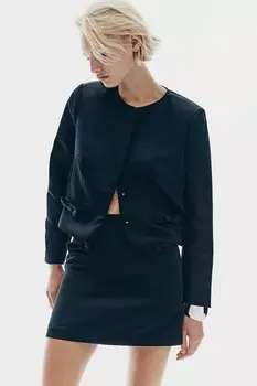 Мини юбка из атласа с бантом H&M, черный
