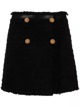 Мини-юбка из букле с логотипом Medusa Versace, черный