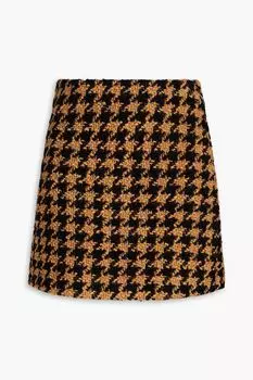 Мини-юбка из букле-твида с узором «гусиные лапки» MSGM, коричневый