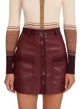 Мини-юбка из бумажной искусственной кожи Staud, цвет Plum