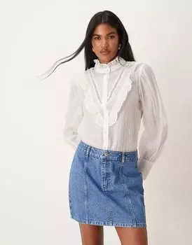 Мини-юбка из денима со швами в средне-синем цвете ASOS DESIGN