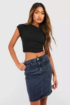 Мини-юбка из денима стрейч Boohoo, синий