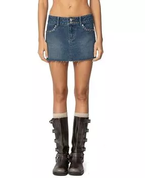 Мини-юбка из денима Tess Studded Edikted, синий