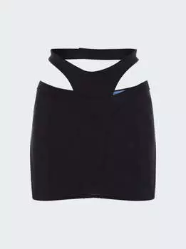 Мини-юбка из двух материалов Mugler, черный