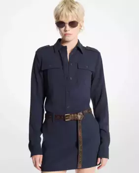 Мини-юбка из фактурного крепа Michael Michael Kors, тёмно-синий
