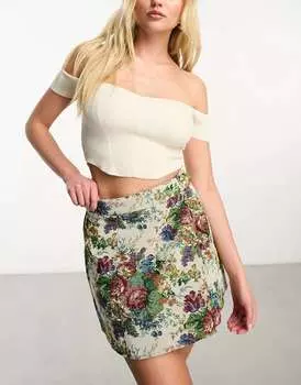 Мини-юбка из гобеленового жаккарда ASOS