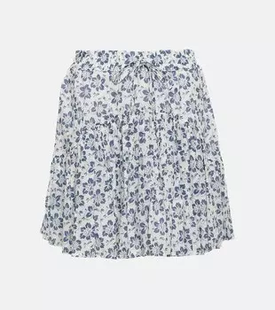 Мини-юбка из хлопка с цветочным принтом POLO RALPH LAUREN, синий
