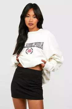 Мини-юбка из хлопкового джерси boohoo, черный