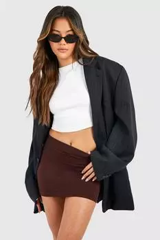 Мини-юбка из хлопкового джерси boohoo, коричневый