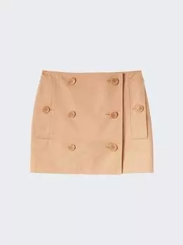 Мини-юбка из хлопкового габардина Burberry, цвет pale nude