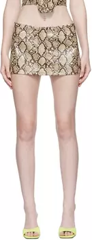 Мини-юбка из искусственной кожи бежевого цвета Miaou