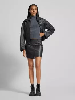 Мини-юбка из искусственной кожи Gina Tricot, черный