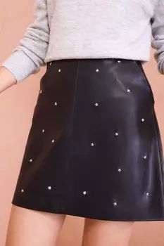 Мини юбка из искусственной кожи Love & Roses, черный