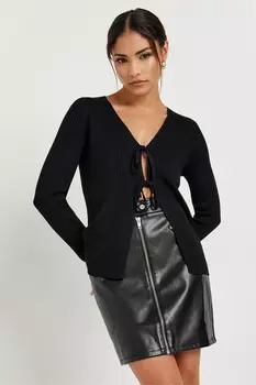 Мини юбка из искусственной кожи на молнии Pixiegirl Petite, черный