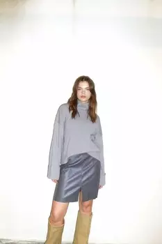 Мини юбка из искусственной кожи PU Noisy May, серый