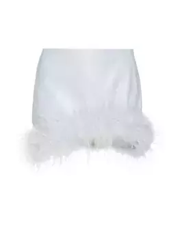 Мини-юбка из искусственной кожи с отделкой перьями Magnolia Lamarque, цвет baby blue