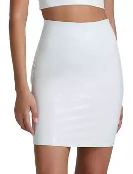 Мини-юбка из искусственной лакированной кожи белого цвета Commando