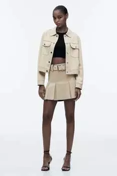 Мини-юбка из искусственной замши ZARA, лед