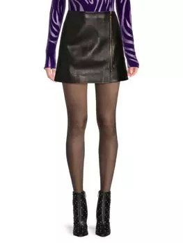 Мини-юбка из кожи ягненка Versace, черный