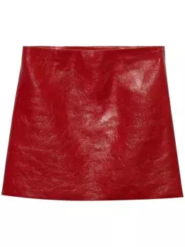 Мини-юбка из кожи с эффектом потрескавшейся кожи Prada, красный