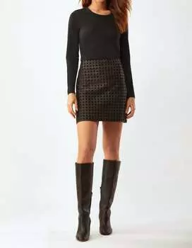 Мини-юбка из кожи в сетку черного цвета Ecru