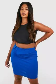Мини-юбка из крепа plus с отклонками на талии Boohoo, кобальтовый