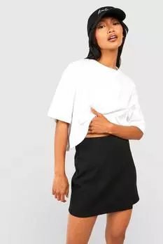 Мини-юбка из крепа с запахом Boohoo, черный