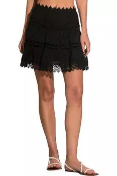 Мини-юбка из кружева черного цвета ELAN
