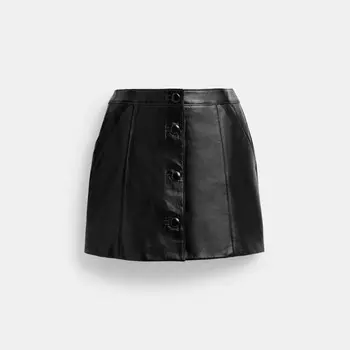 Мини-юбка из лакированной кожи COACH, черный