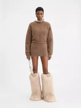 Мини-юбка из мохера JACQUEMUS The Nuvola skirt, кэмел