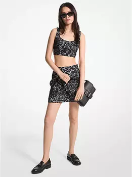 Мини-юбка из пальмового кружева Michael Kors, черный