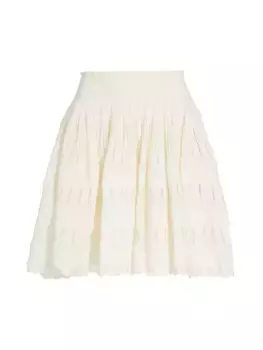 Мини-юбка из плиссированного кружева и кринолина Alaa, цвет natural