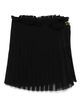 Мини-юбка из плиссированной саржи AMI Paris, черный