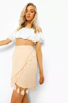 Мини-юбка из салонной подкладки с запахом Boohoo, розовый