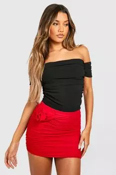 Мини-юбка из сетки с розами Boohoo, красный