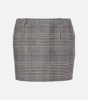 Мини-юбка из шерсти и кашемира в клетку «Принц Уэльский» Dolce&Gabbana, цвет quadri-check-tartan