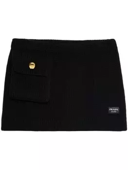 Мини-юбка из шерсти Prada, черный