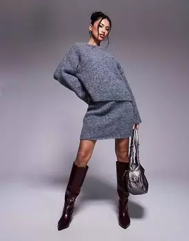 Мини-юбка из шерстяной смеси ASOS DESIGN темно-серого цвета