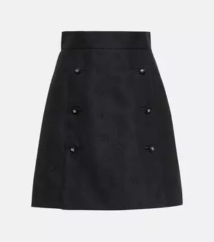 Мини-юбка из смеси хлопка и шелка DOLCE&GABBANA, черный