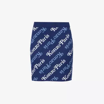 Мини-юбка из смесового хлопка с фирменным принтом KENZO x Verdy Kenzo, синий