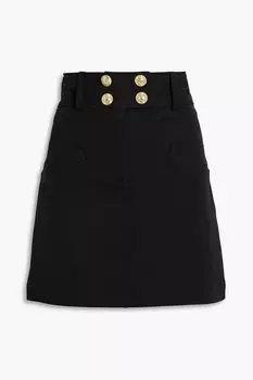 Мини-юбка из смесового хлопка с пуговицами DEREK LAM 10 CROSBY, черный
